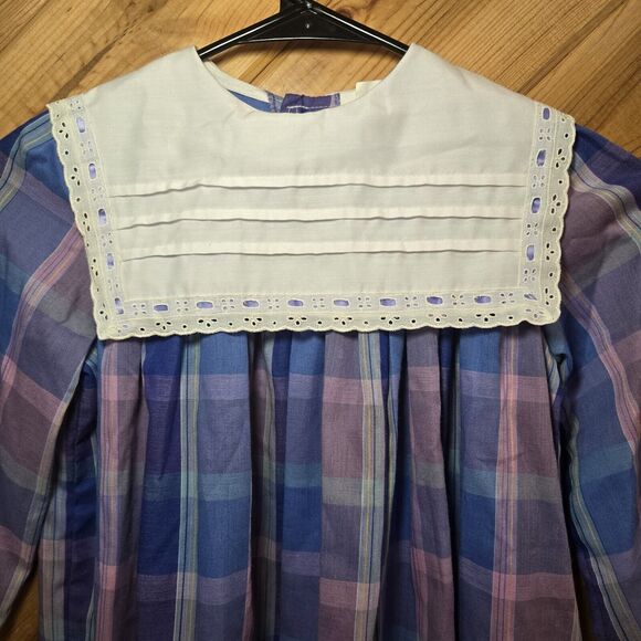 Rare Editions Vtg Union Made Girls Dress Plaid Cottage/ Little House Sz 6 - Picture 2 of 10